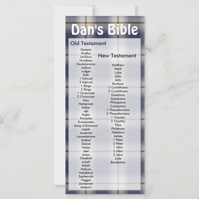 Customisable Bible Bookmark Men's Plaid (Front)