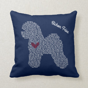 Customisable Bichon Frise Word Cloud Pillow