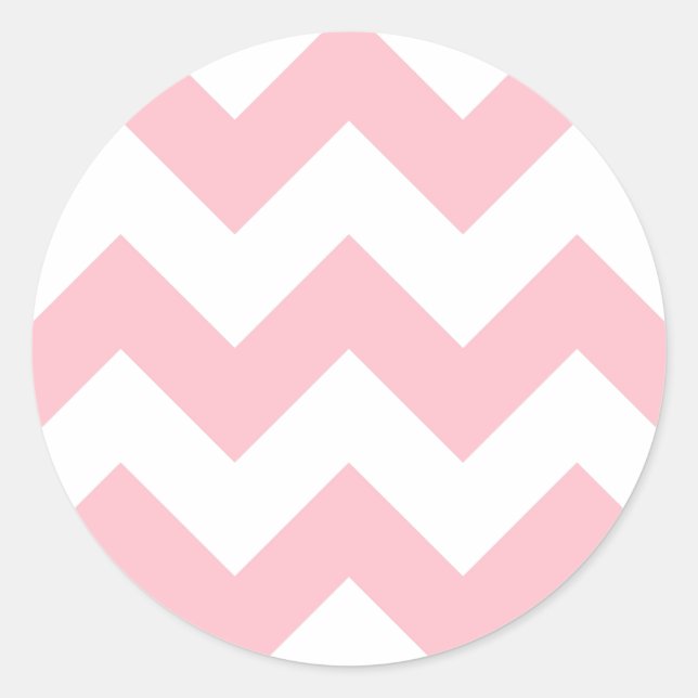Customisable Big Pink Zigzag Pattern Classic Round Sticker (Front)