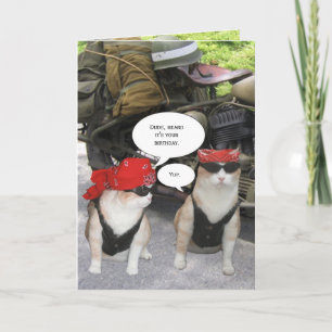 Customisable Biker Cat Card