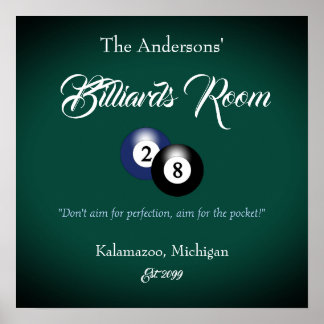 Customisable Billiards Pool Table Room Bar Poster