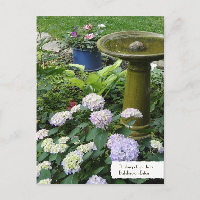 Customisable Birdbath & English Garden Postcard (Front)