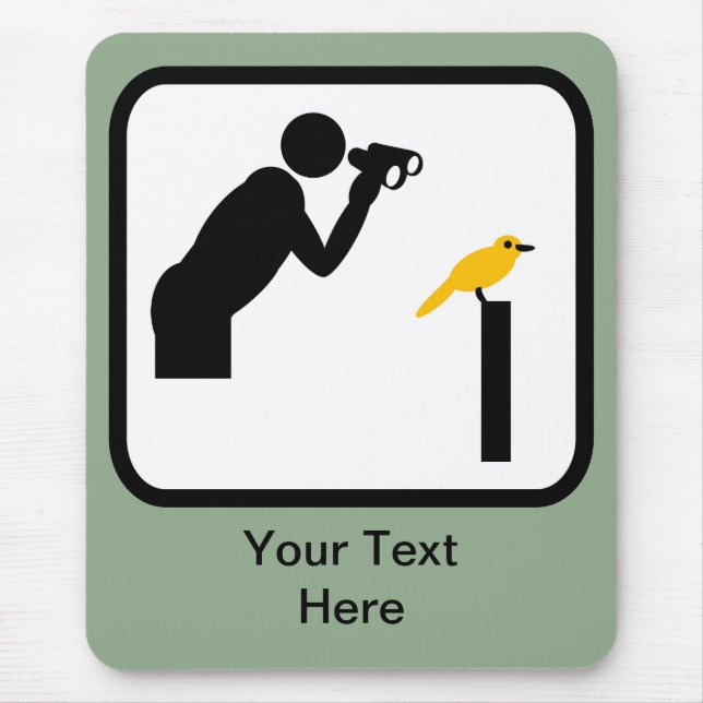 Customisable Birder / Bird Watcher Logo Mouse Mat (Front)