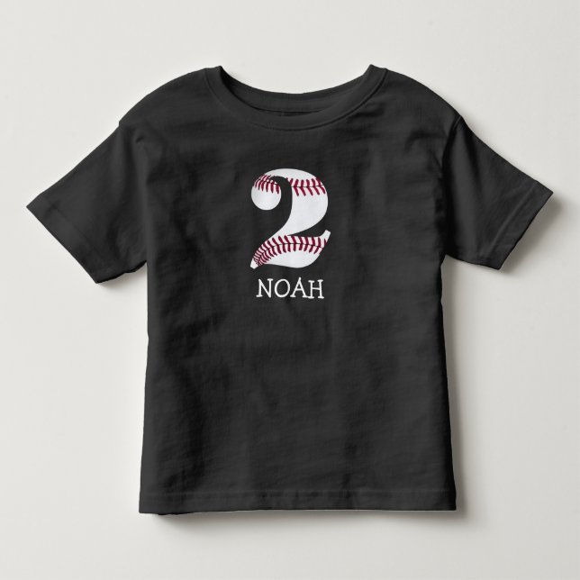 Customisable birthday baseball shirt for 2 yr old (Front)