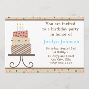Customisable Birthday Cake Party Invitation