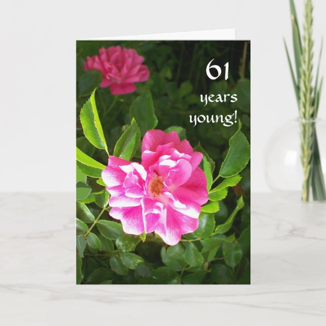 Customisable Birthday Card - Bright Pink Roses (Front)