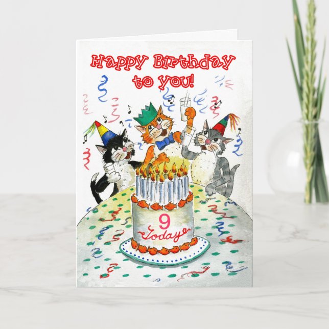Customisable Birthday Card - Cats' Birthday Party (Front)