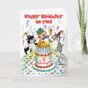 Customisable Birthday Card - Cats' Birthday Party