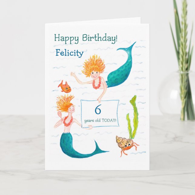 Customisable Birthday Card - Mermaids (Front)