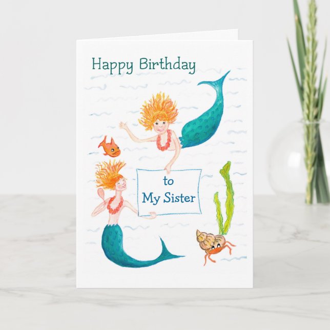 Customisable Birthday Card - Mermaids (Front)