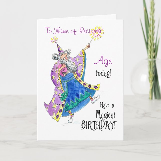 Customisable Birthday Card with Magician (Front)