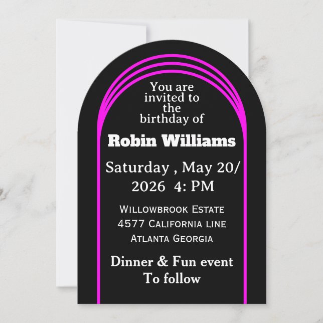 Customisable Birthday Invitation for adults  (Front)
