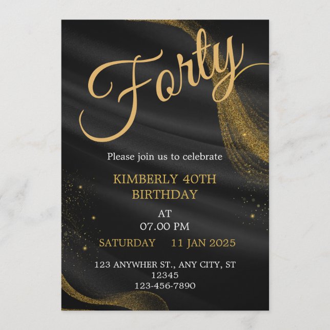 customisable birthday invite Elegant Birthday Card (Front)