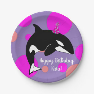 Customisable Birthday Orca Killer Whale Paper Plate