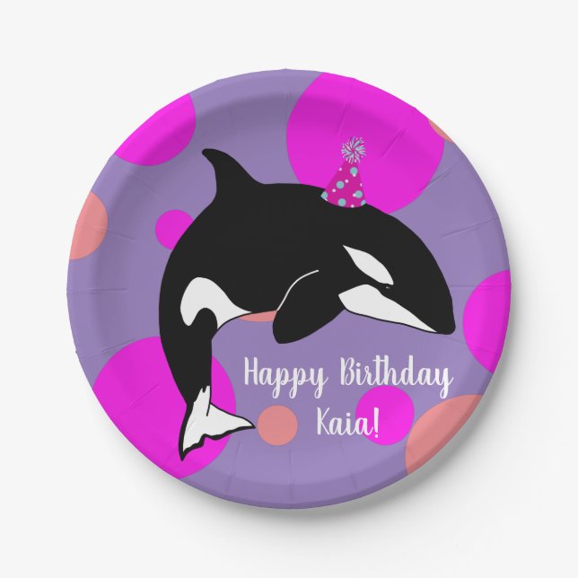 Customisable Birthday Orca Killer Whale  Paper Plate (Front)