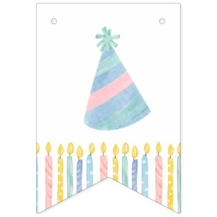 Customisable Birthday Party Bunting Flags Candles