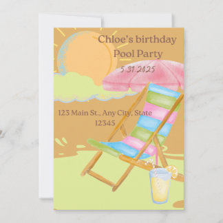 Customisable Birthday Pool Party Invitation