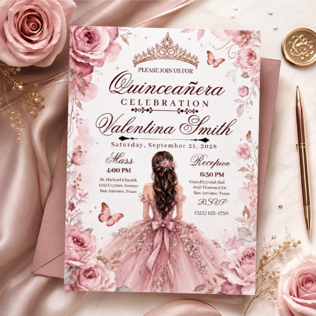 Customisable birthday Quinceañera Invitation (Creator Uploaded)