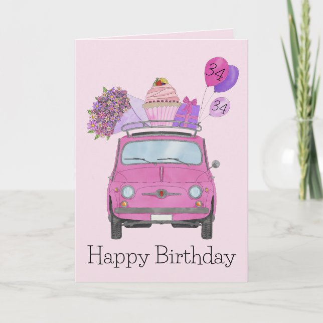 Customisable Birthday Retro 500 watercolor Card (Front)