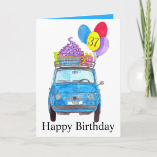 Customisable Birthday Retro 500 watercolor Card