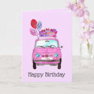Customisable Birthday Retro 500 watercolor Card