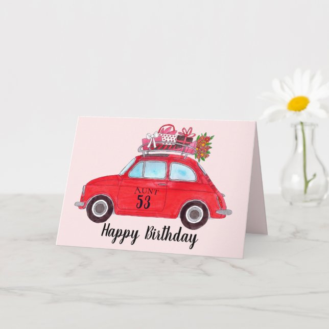 Customisable Birthday Retro Fiat 500 Card (Small Plant)