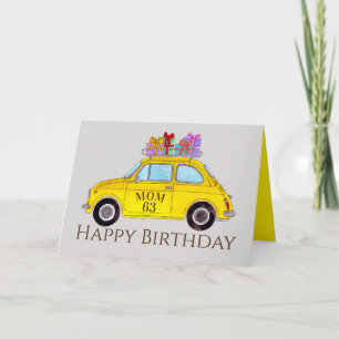 Customisable Birthday Retro Fiat 500 Card