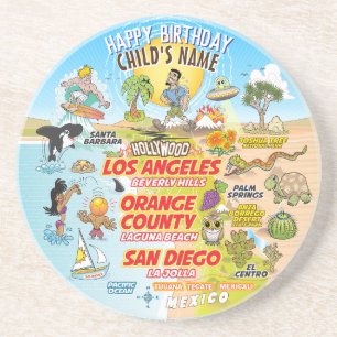 Customisable Birthday Sunny California Coaster