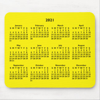 Customisable Black and Bright Yellow 2021 Calendar Mouse Mat