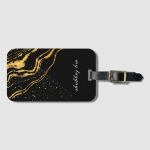 Customisable Black and Gold Classic Luggage Tag