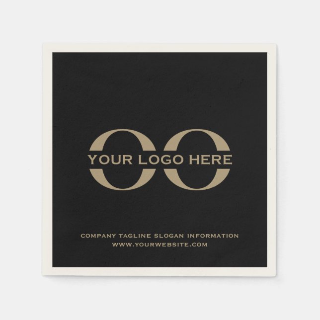 Customisable Black and Gold Logo Cocktail Napkin (Front)