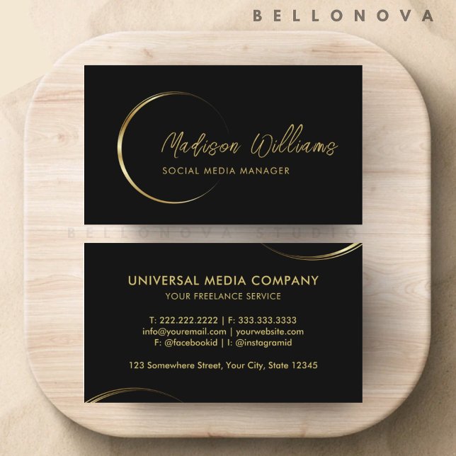 Customisable Black and Gold Professional Business  Business Card (Customizable Black and Gold Professional Business Business Card)