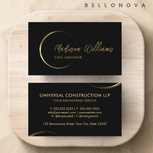 Customisable Black and Gold Professional Business Card