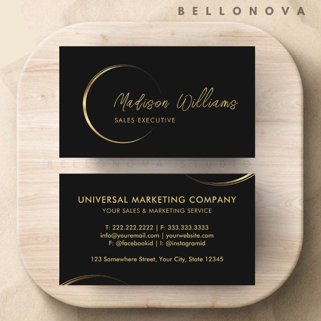 Customisable Black and Gold Professional Business  Card (Customizable Black and Gold Professional Business Business Card)