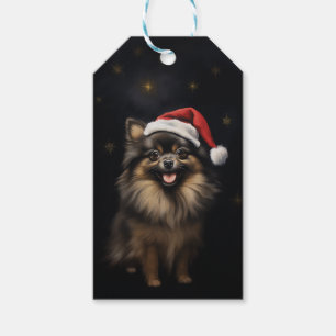 Customisable Black and Tan Pomeranian Christmas Gift Tags
