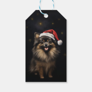 Customisable Black and Tan Pomeranian Christmas Gift Tags