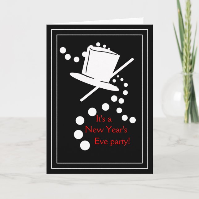 Customisable Black and White New Years Invite (Front)