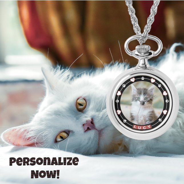 Customisable Black and White Pet Photo and Name Watch (Creator Uploaded)