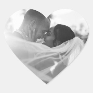 Customisable Black And White Photo Template Gift Heart Sticker