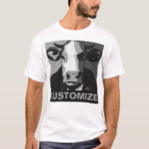 Customisable! Black and White Pop Art Cow Tshirt