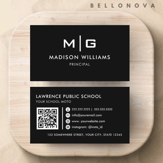Customisable Black and White Professional  Business Card (Customizable Black and White Professional Business Card)