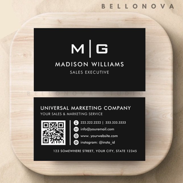 Customisable Black and White Professional  Business Card (Customizable Black and White Professional Business Card)