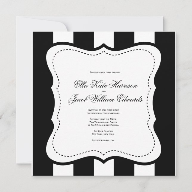 Customisable Black and White Wedding Invitation (Front)