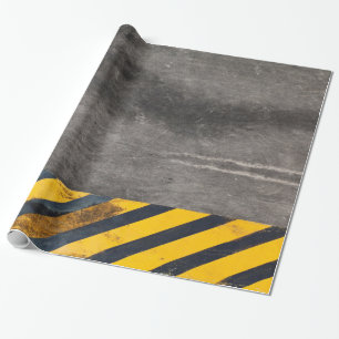 Customisable Black and yellow hazard lines Wrapping Paper