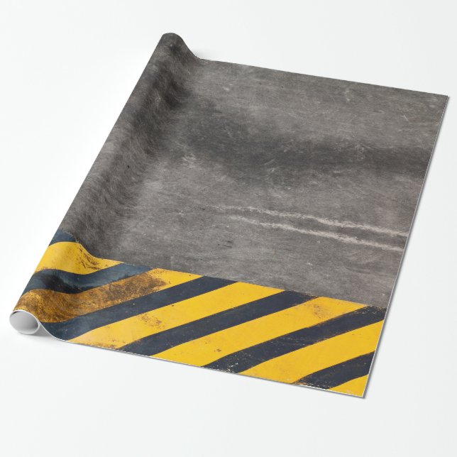 Customisable Black and yellow hazard lines Wrapping Paper (Unrolled)