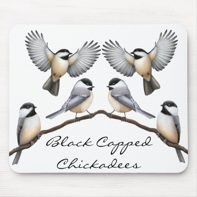 Customisable Black Capped Chickadees Mousepad (Front)
