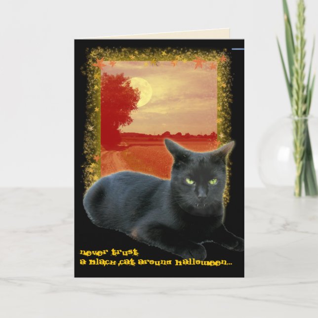 Customisable Black Cat Halloween Card (Front)