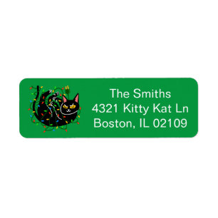 Customisable Black Cat Wrapped Christmas Lights