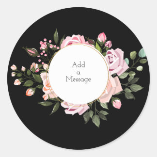 Customisable Black Floral Sticker