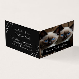 Customisable Black Fold Business Card For Cattery